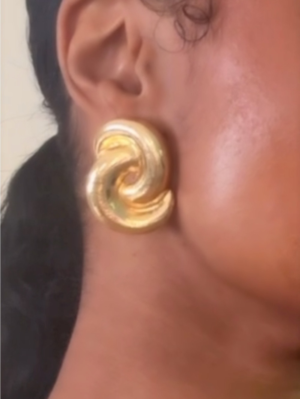 Polished Gold Twisted Knot Clip-On Earrings